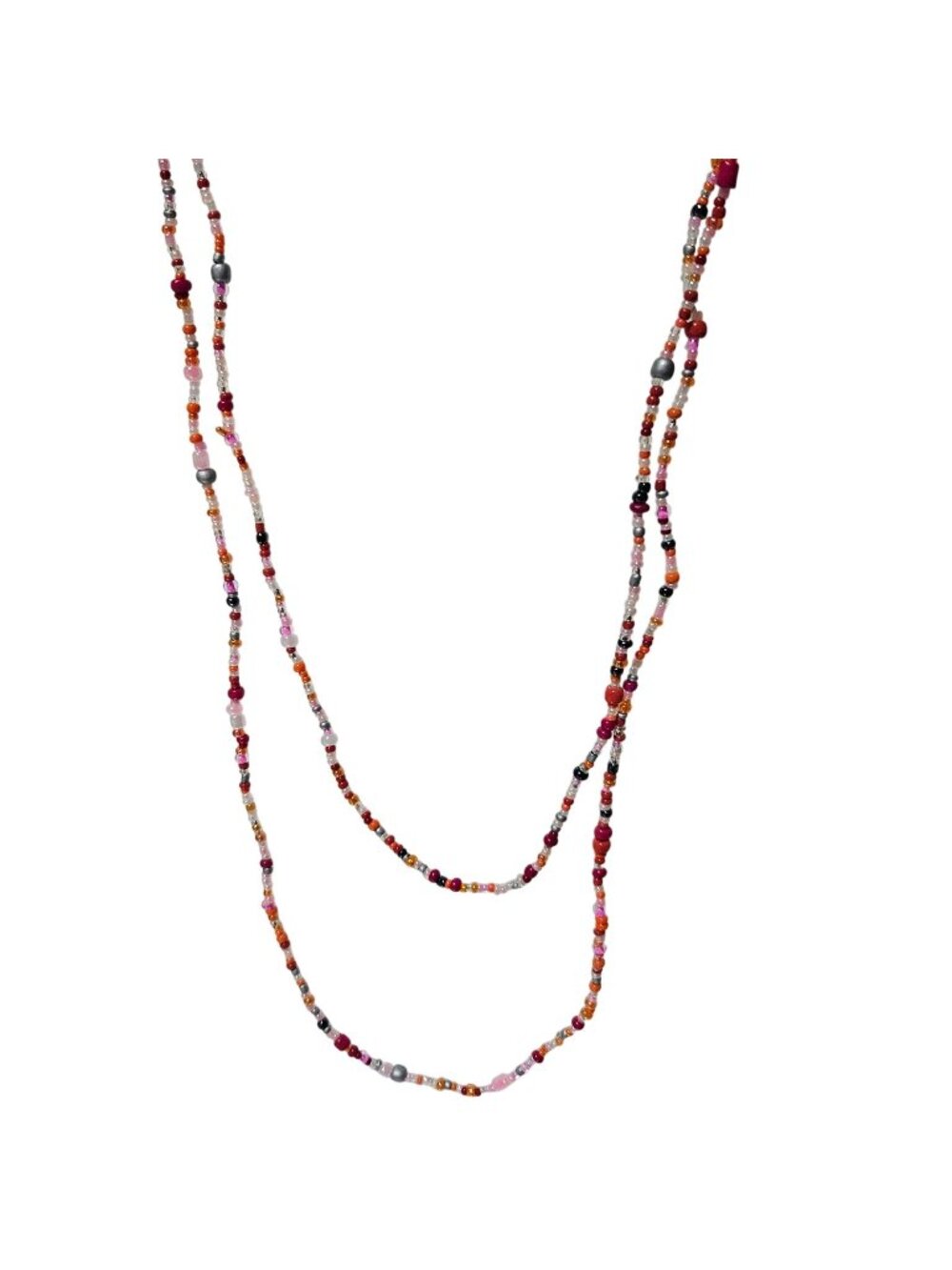 Handmade Beaded Necklace Multistrand Colorful Glass Beads Retro Fashion Jewelry